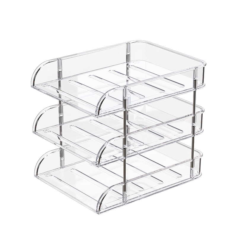 Bonnie Home Desktop Organizer Transparent Visible Layered Acrylic 3-Tier 32cm Student File Storage Rack