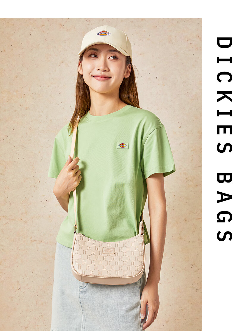Dickies Women's Shoulder Bag Crossbody Bag Versatile Compact Monogram Print Handheld Underarm Bag Commuter Travel Small Bag Cream Almond White 14