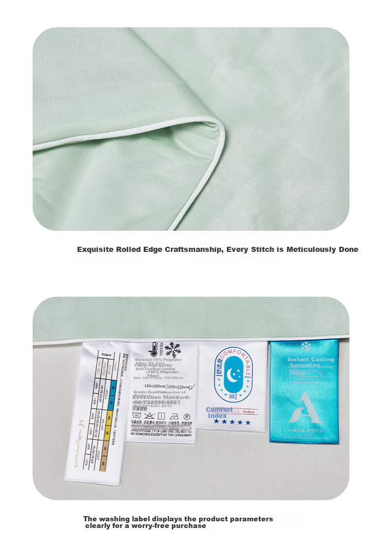 Wuyinliangpin Class A Cooling Air Conditioning Quilt, Washable Summer Cool Quilt, Cooling Value 0.29, Water Green, 2.0m*2.3m 9