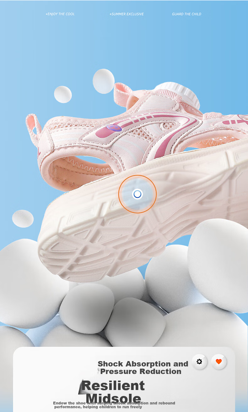 ANNIL Children's Sandals, Summer 2025, for Older Girls, Closed-Toe Design, Non-Slip Hollow-Out Sports Sandals, 6291 Pink, Size 27 2