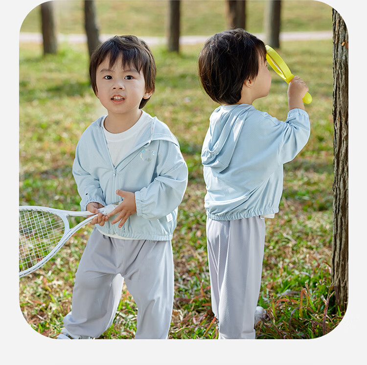 Labi Baby Kids Sun Protection Jacket Spring Summer Breathable Outdoor UV Protection UPF50+ Hooded Top Light Blue 140 13