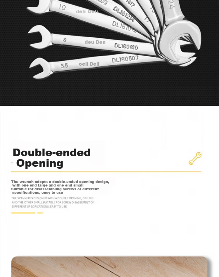 DELIGONGJU Deli Mirror Double Open-End Wrench, 13x15mm, DL161315 2