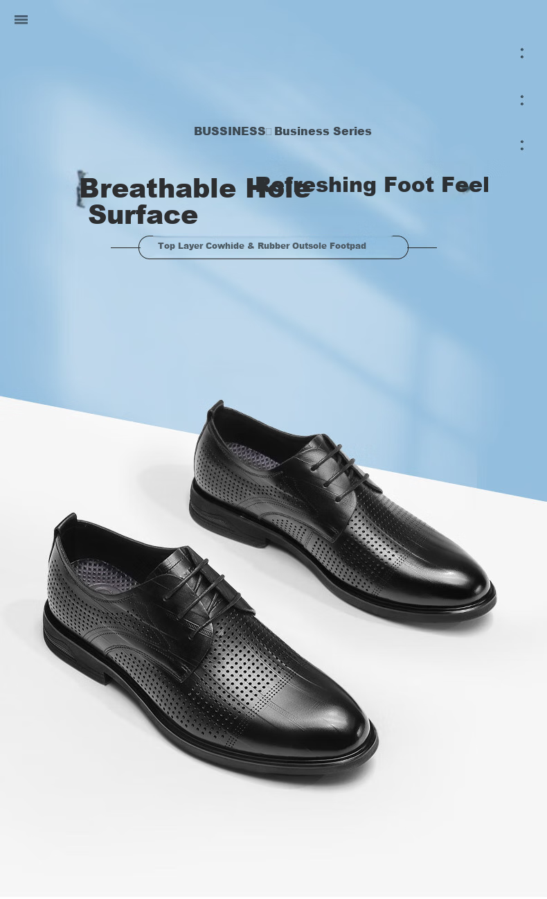 Qiangren Derby Shoes, British Business Men's Shoes, Double-Sided Top-Grain Leather Formal Dress Shoes, JDA19007, Black, Size 44 1