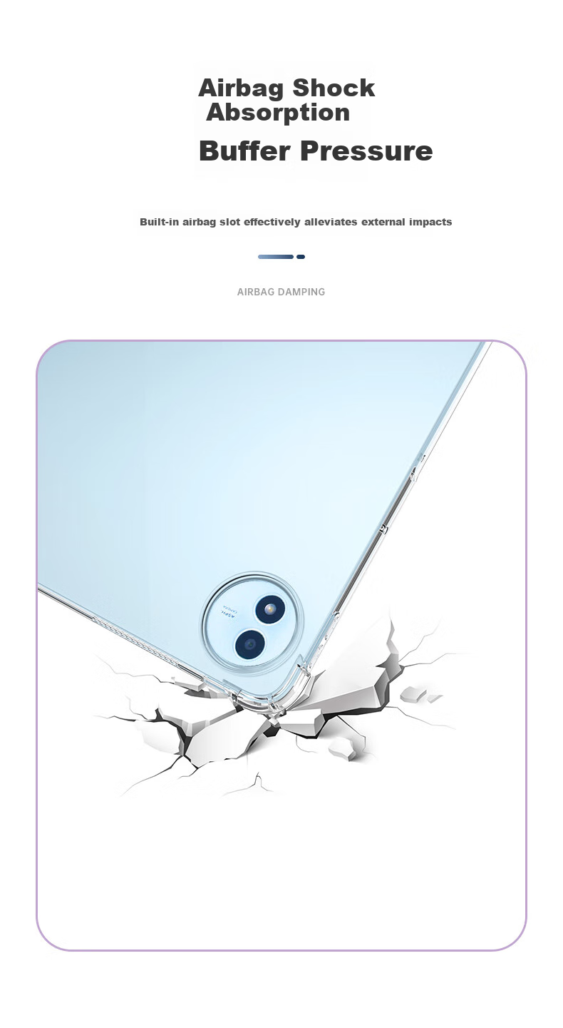 BIAZE Compatible with Vivo Pad5 Pro/3 Pro/iQOO Pad5 Pro 13-Inch Tablet Case, TPU Shockproof Corner Protection Cover PB575 - Transparent White 4