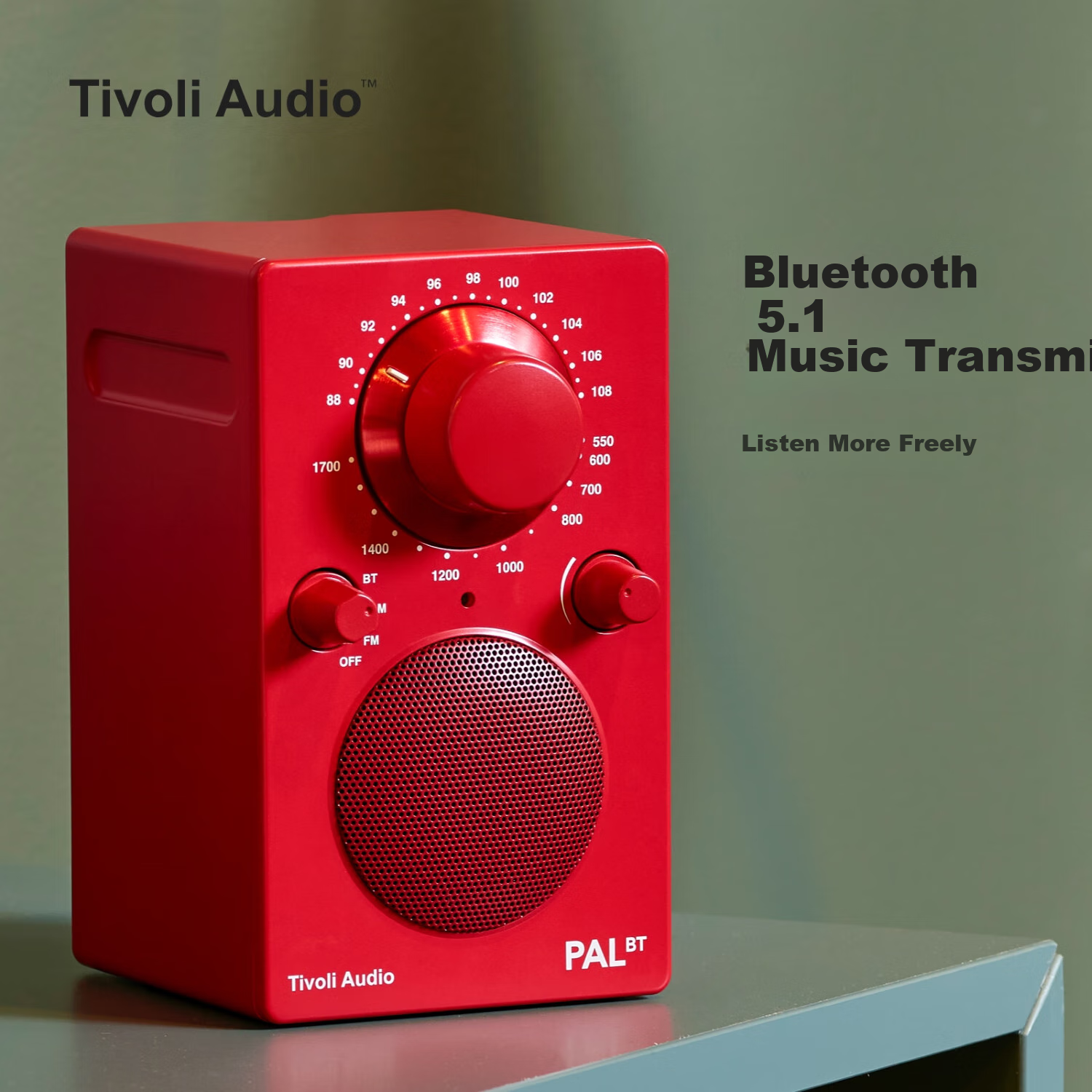 Tivoli Audio PALBT Stylish Outdoor Radio, Portable Speaker, Waterproof Bluetooth Speaker, Birthday Gift, Red