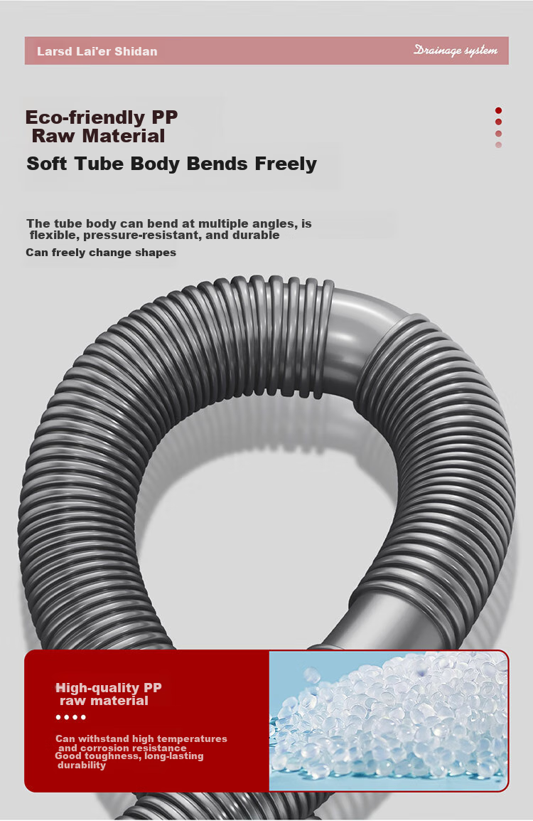 Larsd Kitchen Sink Drain Pipe, Kitchen Drainage Set, Double Sink Drainage Pipe Accessories for Washbasin And Sink 9227 16