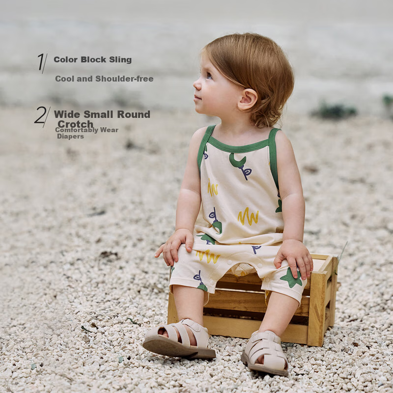 Babylove Infant Romper, Sleeveless Bodysuit, Summer Thin Pure Cotton, for Baby Boys And Girls, Cute Short Crawling Outfit for Outdoor Wear