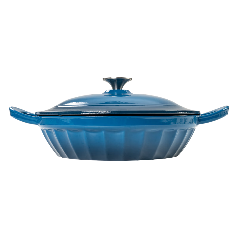 JD Original Enamel Pot, Cast Iron Soup Pot, Stew Pot, Low-Pressure Cooking Seafood Pot, Housewarming Gift, Braising Pot 28cm Gradient Blue