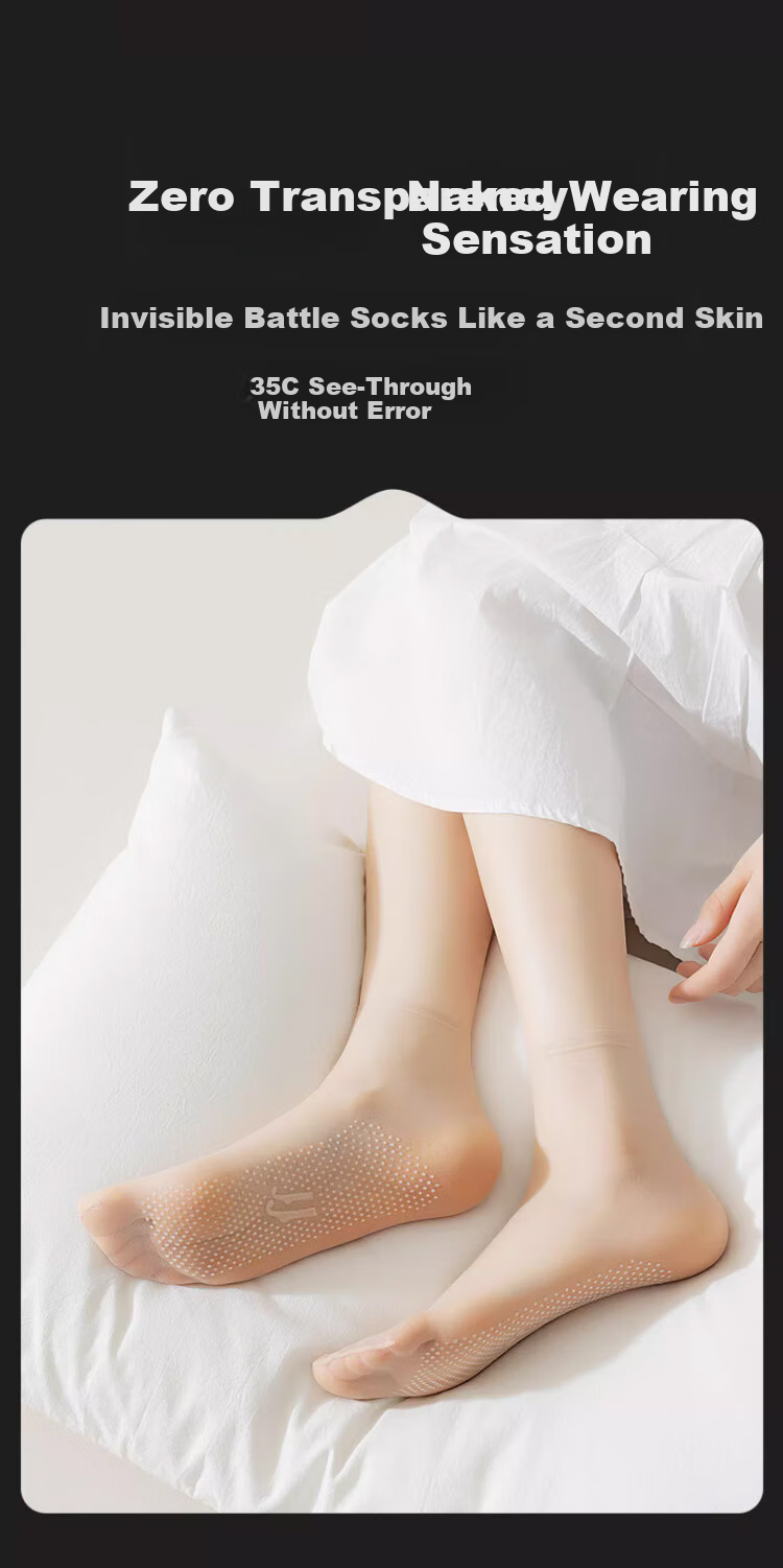 LangSha Women's Thigh-High Stockings, Spring And Summer Ultra-Thin 0D Crystal Silk Transparent Wear-Resistant Silicone Non-Slip Short Tube Flesh-Colored Socks for Wome 4