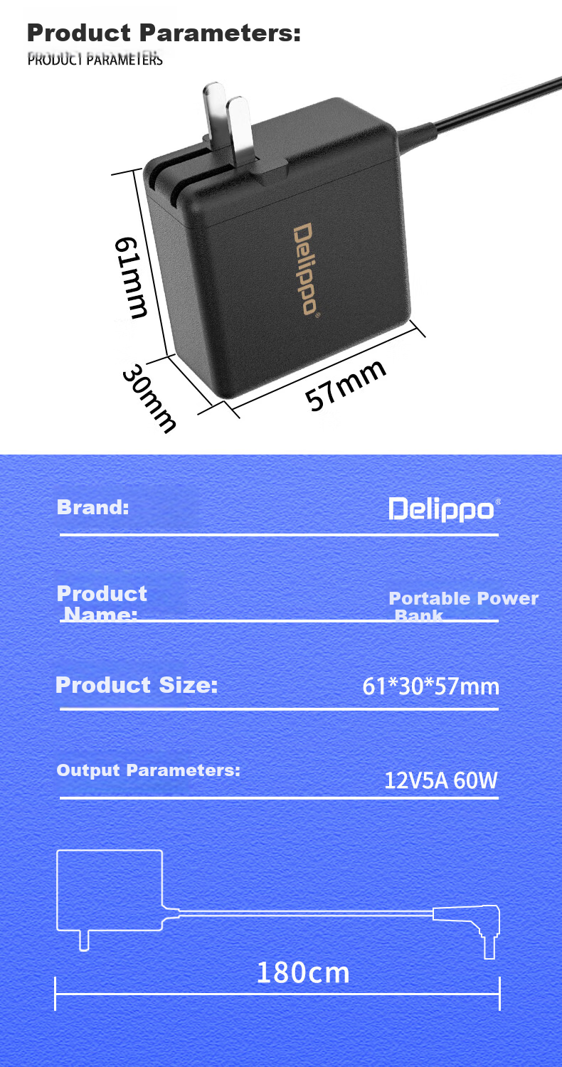 Delippo 12V Power Adapter Compatible with Monitors, Projectors, AOC, Lenovo, Dell, ASUS HKC, Jiangguo M712 V5A4A Router All-In Power Cord 3