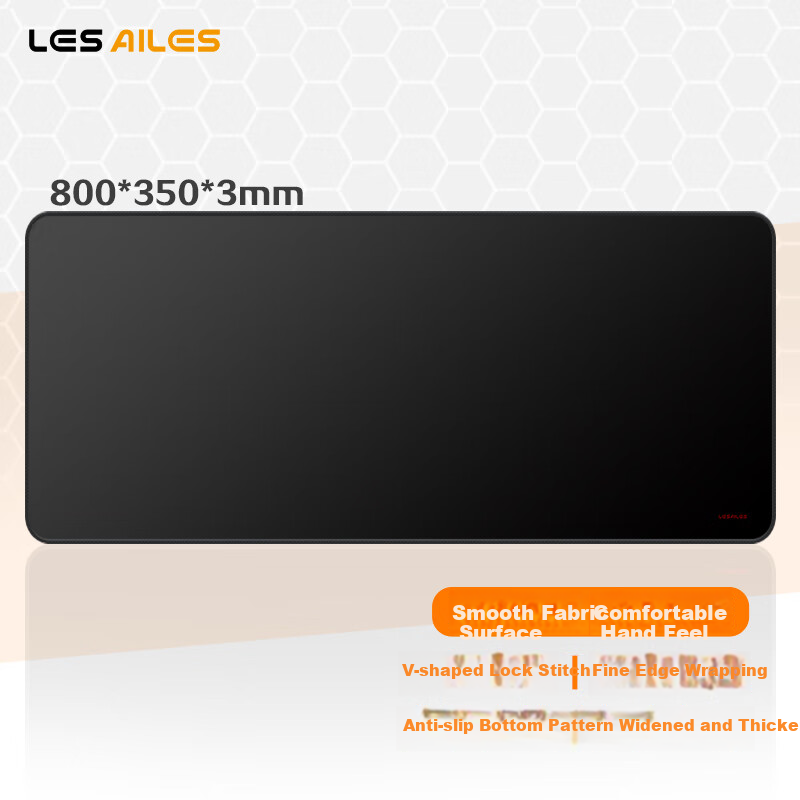 Большой игровой коврик для мыши LESAILES, черный, 800x350x3 мм