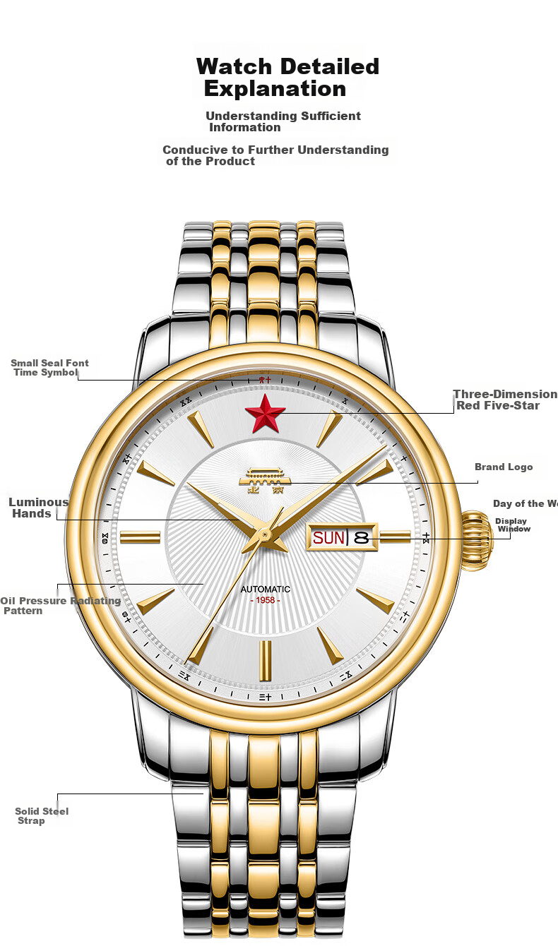Beijing Watch, Men's Fully Automatic Mechanical Watch, Twelve Zodiac Signs, Hongxing National Watch, Birthday Gift for Me 12