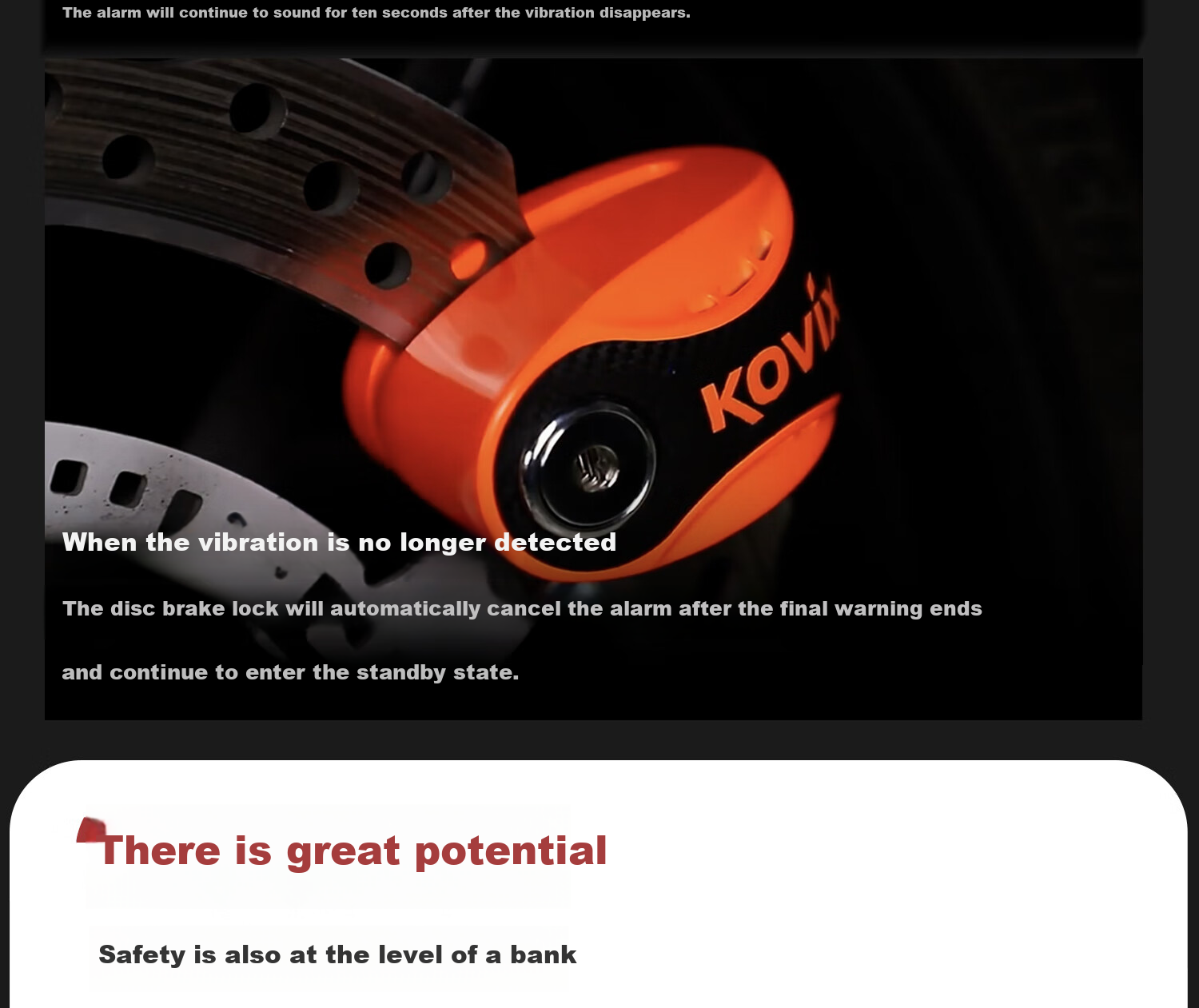 KOVIX KNX15 High-Capacity Motorcycle Lock, Stainless Steel Disc Brake Lock, Smart Alarm Lock, Anti-Theft Disc Lock for Motorcycles 12