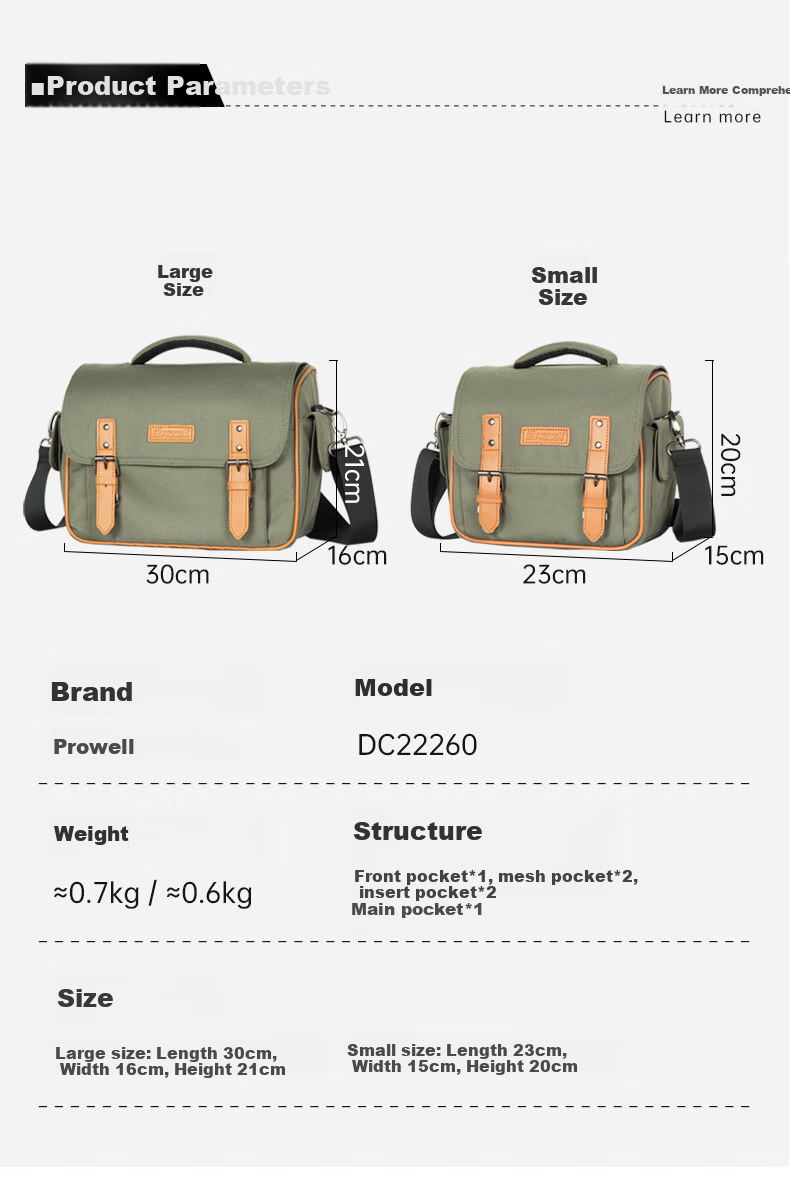 Pulewei Shoulder Crossbody Camera Bag, Protective Rain Cover, Waterproof, for Mirrorless And DSLR Users, Professional Lens Travel Portable Storage Bag 2