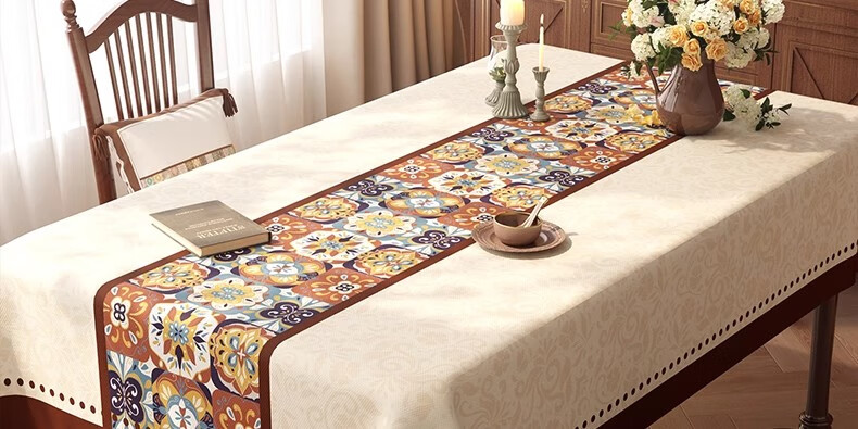 Fanyejia American-Style Tablecloth, Waterproof And Oil-Proof Dining Table Mat, Washable, Heat-Resistant, Luxurious Square Coffee Table Surface Protector 1