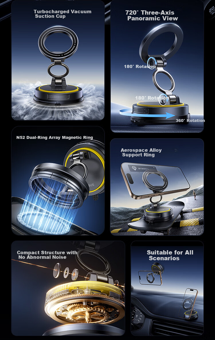 Baseus Car Phone Holder, Magnetic Vacuum Suction Cup, for Car Navigation And Dashboard, Universal Fit, New Model 2026 7