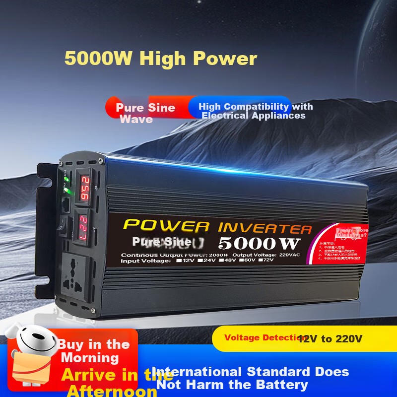 Mengduofu Car Power Inverter, 12V/24V to 220V High-Power Truck Power Converter, Pure Sine Wave for Tricycles And Street Vendors