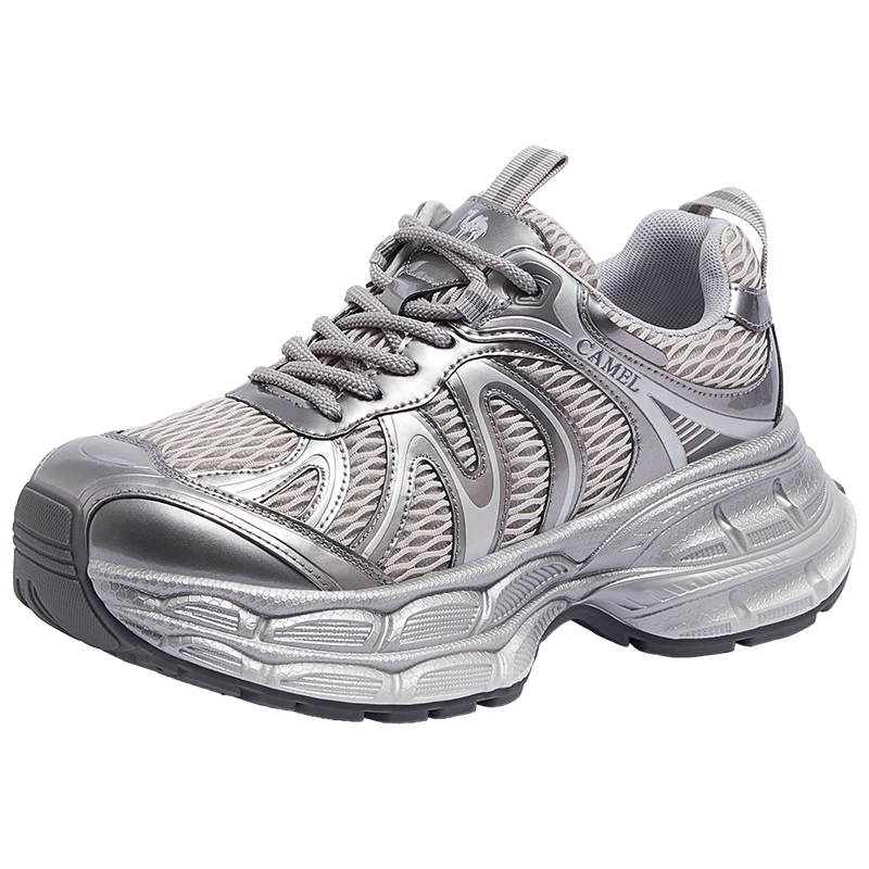 CAMEL [Dilireba's Same Style] Silver Moon 2nd Generation Dad Shoes Women Casual Shoes L25A283148 Gray/Silver 38