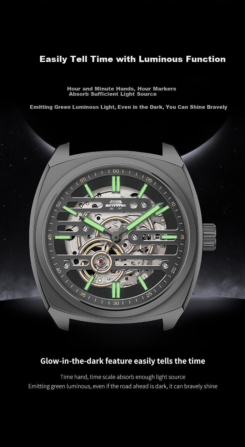 Beijing Men's Fully Automatic Mechanical Watch, Mechanical Master, Skeleton Luminous Birthday Gift for Me 6