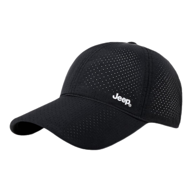 JEEP Men's Baseball Cap Summer Mesh Quick-Dry Sunshade Hat Unisex Duckbill Hiking Sun Hat Dark Blue Black
