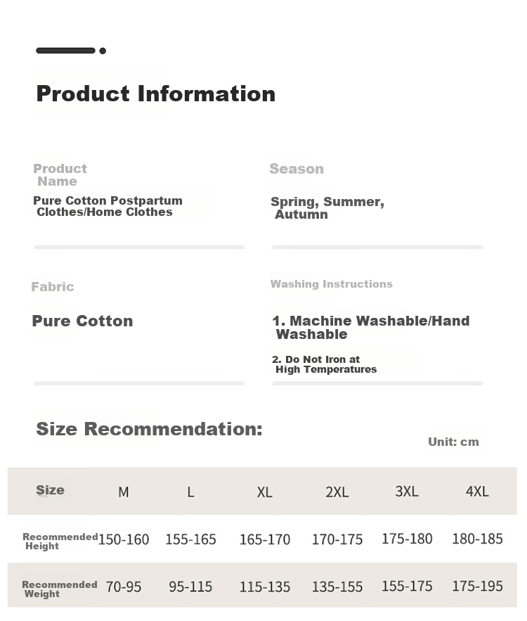 Dushiliren Women's Pure Cotton Pajamas, 100% Cotton, Autumn And Winter Long Pants, Long Sleeves, Plus Size, Maternity, Nursing, Suitable for Outdoor Wear, Postpartum Loungewear 6