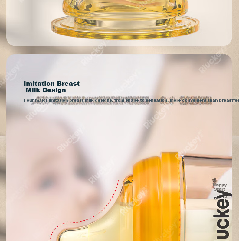 RLUCKEY Newborn Anti-Colic Glass Bottle with Soft, Breast-Like Center Nipple, 160ml, Size S, for 1-3 Months 14