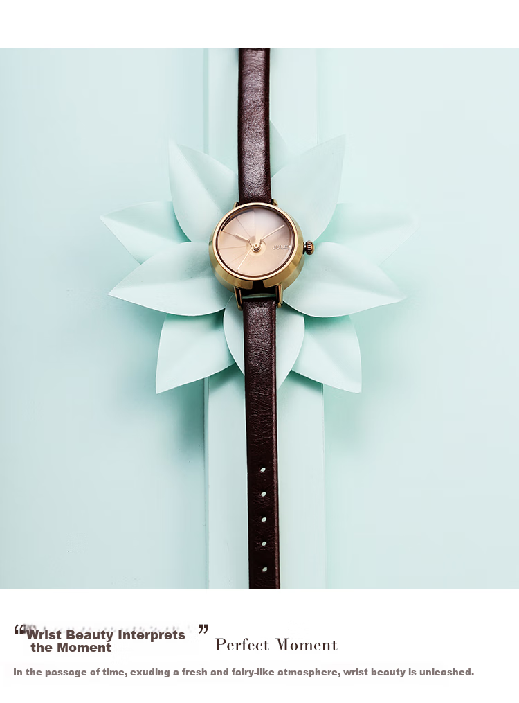 Julius Women's Watch, Korean Version, 3D Dial, Fashionable Versatile Student Waterproof Quartz Ladies Watch, Coffee Color JA-979E 14