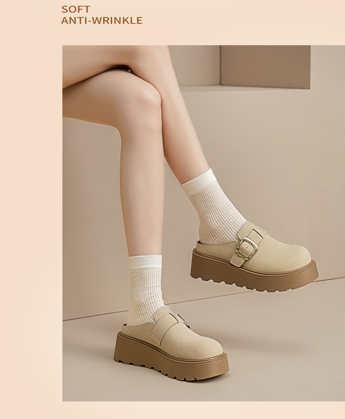 Huili Women's Shoes, Autumn And Winter Fashion Versatile Birkenstock Sandals, Thick-Soled Heightening Comfortable Non-Slip Casual Closed-Toe Slippers, Khaki, Size 38 10