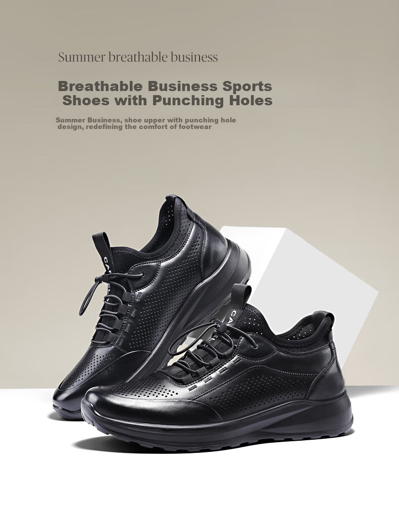 CARTELO Genuine Leather Men's Shoes, Business Casual Sports New Style for Autumn And Winter, Soft Thick-Soled Versatile Commuter Work High-End Black 7
