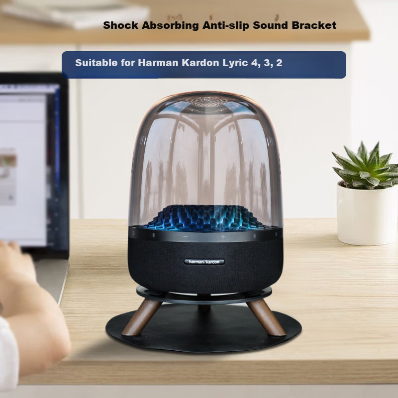 Подставка для акустических систем Qiye Desktop Stand Base, совместимая с Harman Kardon Aura Studio 3/4, Crystal 4, деревянная, настольная, с антискользящей и амортизирующей накладкой