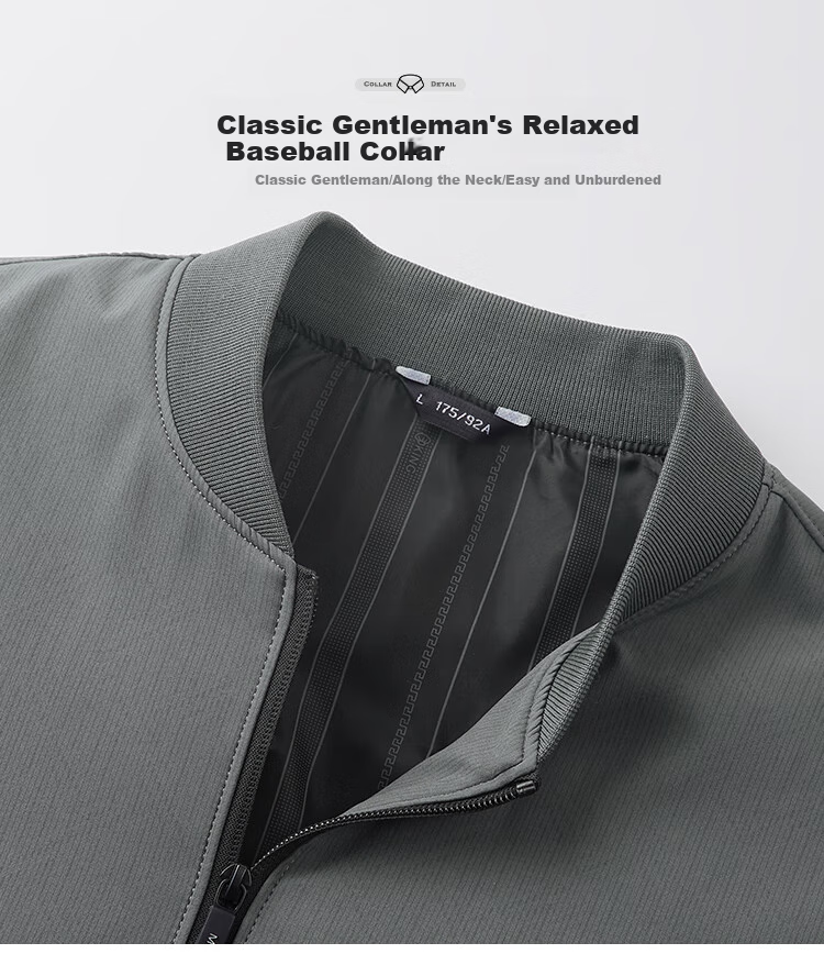 FIRS Men's Jacket, Spring And Autumn Thin Style, Skin-Friendly Soft Draping, Wrinkle-Resistant Baseball Collar, Elastic Comfortable Casual Outerwear 2