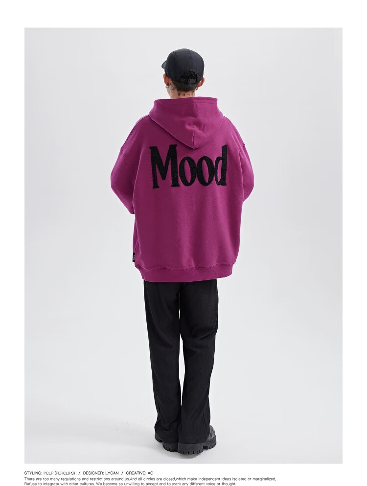 PCLP Chinese Streetwear Spring Autumn Loose Fit American High Street Vintage Heavyweight Knit Hoodie Men Rose Red M 11