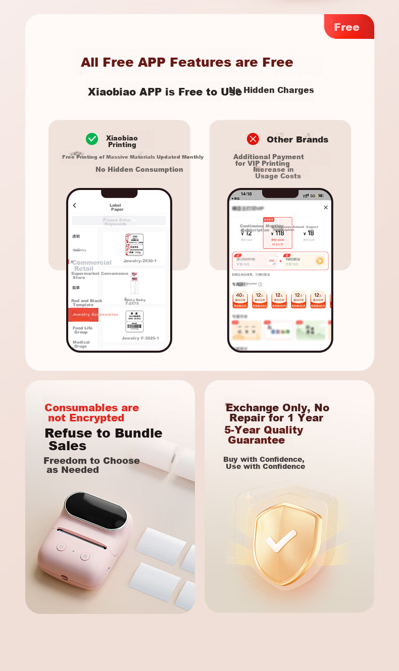 YCN M108 Pink Jewelry Price Tag Printer for Accessories, Clothing, Food, Gold, Smart Thermal Handheld Portable Adhesive Labels for Earrings And Necklaces 5