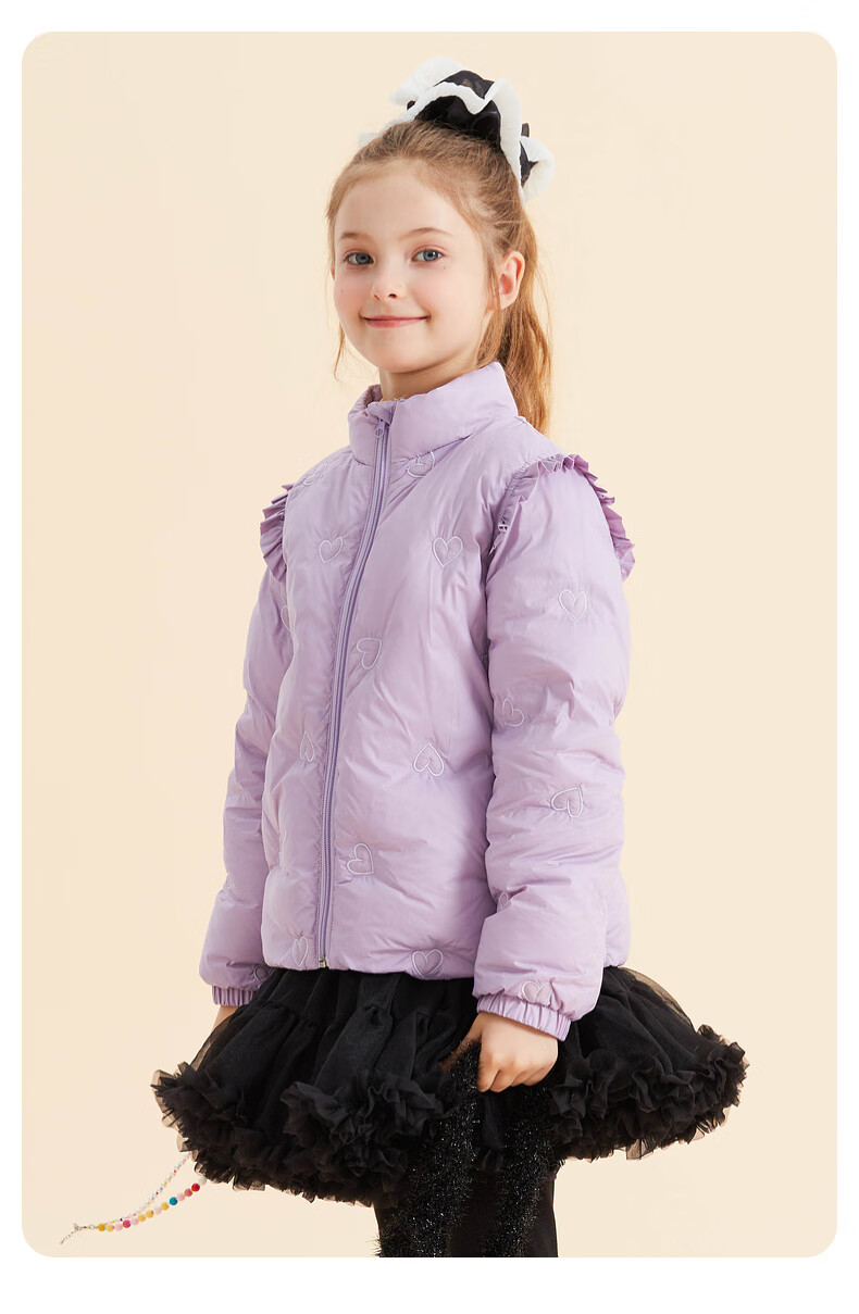Follow Me Girls Lightweight Down Jacket Winter Children's White Duck Down Short Stylish Warm Coat Black 120cm 17