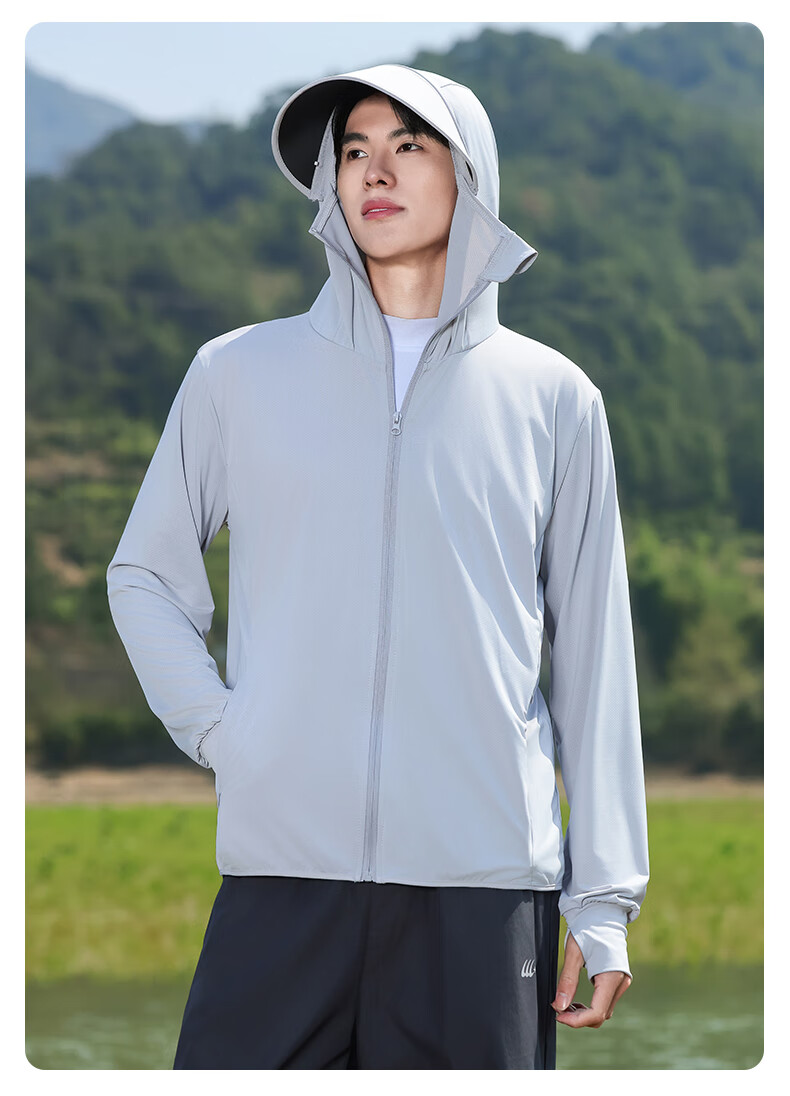 Combo Men's Ice Silk Summer UV Protection Ultra-Thin Breathable Cycling Outdoor Sun Protection Jacket Women's Fishing Coat 38