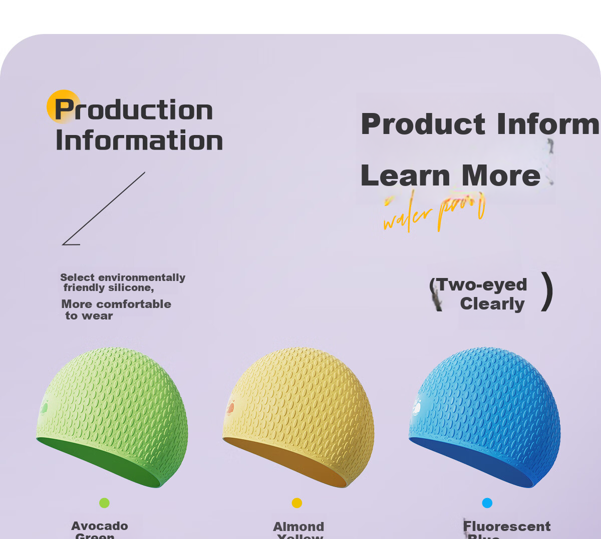 361° Children's Swim Cap, Girls' Professional Comfortable Non-Binding Silicone Particles Swimming Cap, Long Hair Baby Ear Protection Cap 9