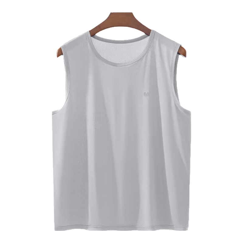 Hengyuanxiang Large Size Ice Silk Tank Top for Men, 10A Antibacterial Mesh, Summer Wide Shoulder Sleeveless Undershirt, Seamless Breathable Quick-Dry Sports T-Shirt