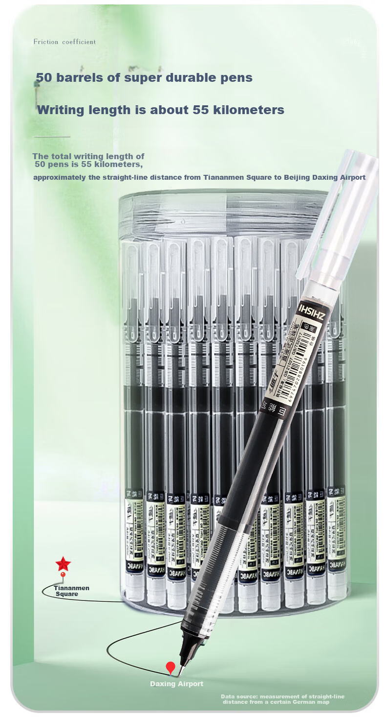 Licao 0.5mm Direct Liquid Rollerball Pen, Quick-Drying Gel Pen, Full Needle Tube Ballpoint Pen, Carbon Black Ink, Student Business Pen, 50-Pack 4