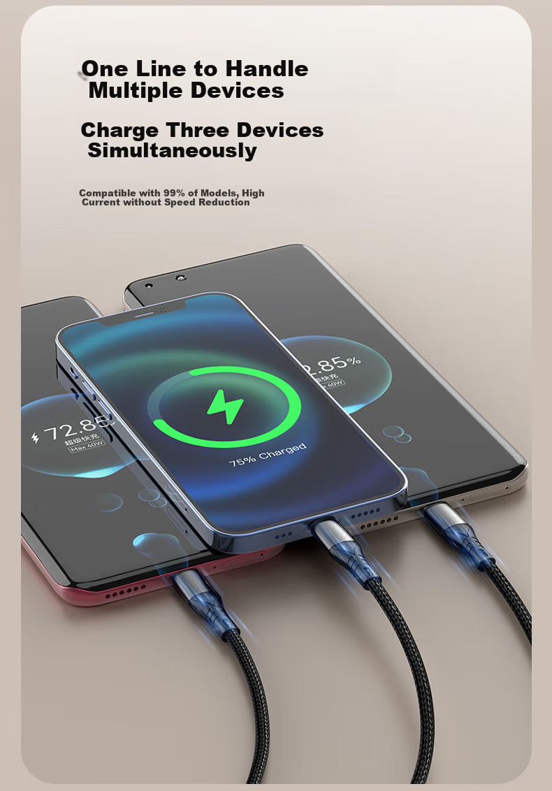 Smorss Three-In Charging Cable PD65W, Apple Watch Charger with Two-In Data Cable, Compatible with IPhone 17/16/15/14/iWatch S9/8/SE/Ultra, Magnetic Connectio 3
