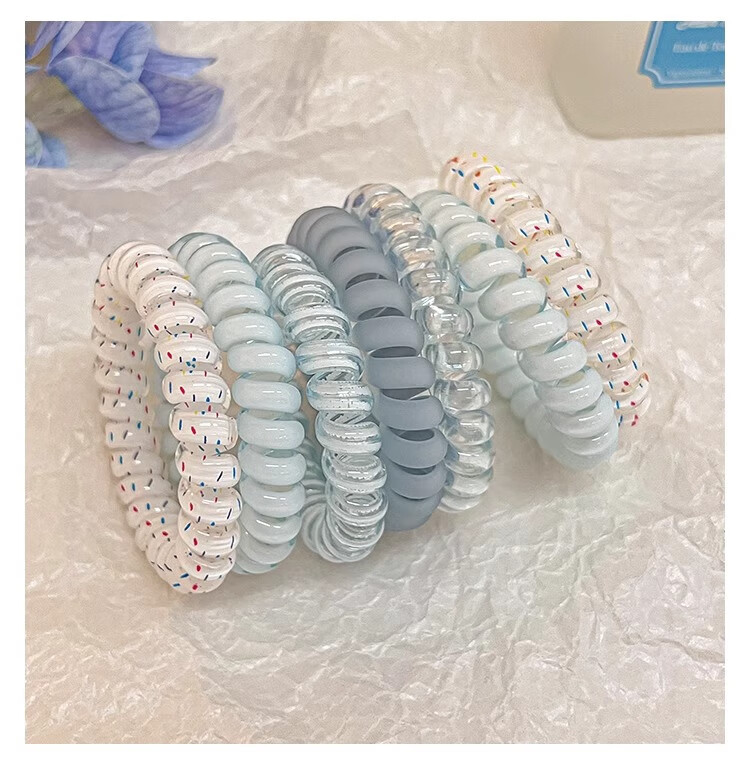 BQI Blue Telephone Cord Hair Tie for Women, High Elasticity Hair Band, Simple Elegant Durable Hair Tie, 2025 New Hair Accessory 1