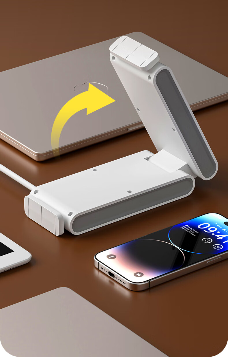 Sushiheermo [One Wireless Charging Layer + Clock] Tri-Color Warm Night Light Floor Socket - 3USB Desktop Charging Station, 0.8 Meter Power Strip, Multi-Functional All-In for Bedroom, Desk And Office 3