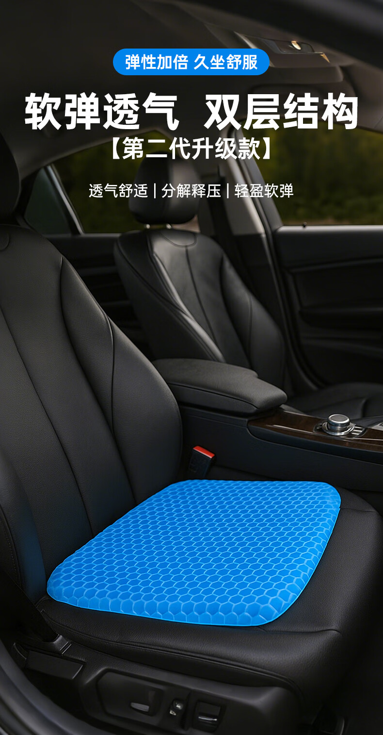 Howtreats Car Seat Cushion, Summer Automotive Seat Pad, Cooling Mat, Honeycomb Gel Seat Cushion, Breathable Ice Pad for Summer, Silk-Like Long-Sitting Cushio 1