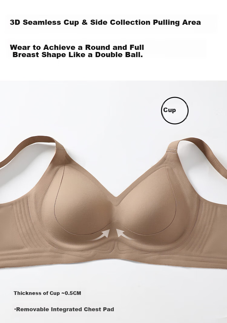 GRACEWELL 26 New Smooth Seamless Jelly Strap Lift Latex Bra for Women, Push-Up, Anti-Sagging, Side Support Brassiere 8