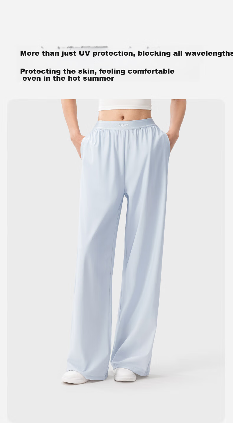 KAZUKOIN Straight-Leg Pants for Women, Summer Black, Draping High-End Feel, Casual Loose Sun Protection Trousers 3