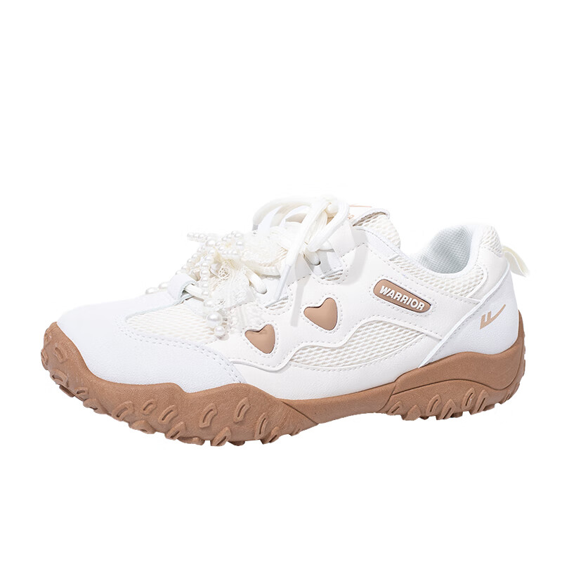 Warrior Women's Shoes, Autumn New Style Retro Hiking Shoes, Versatile Casual L682C, Beige/khaki, Lightweight Shock Absorption, Size 40