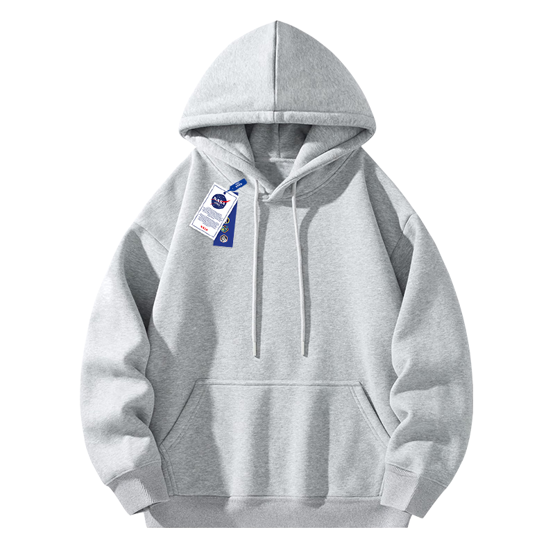 NASA GISS Hooded Sweatshirt for Men, Loose-Fitting Versatile Solid Color Sports Top, Youth Long-Sleeve Jacket, Floral Gray, M