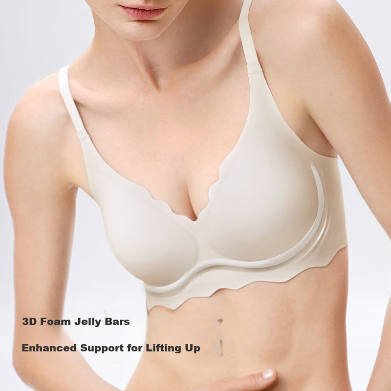 Shuyang Women's Bra, Push-Up for Small Breasts, Prevents Sagging, Gathers Side Boob, Lifts, Soft Support, Wireless, One-Piece Seamless Bra