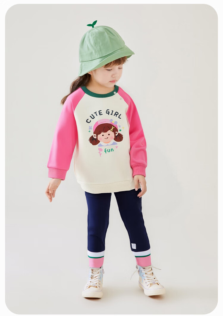 YUZHAOLIN Children's Outfit, Spring Girls' Sweatshirt And Pants Two-Piece Set, Casual Clothing for Young Kids, Colorful Children's Wear 2