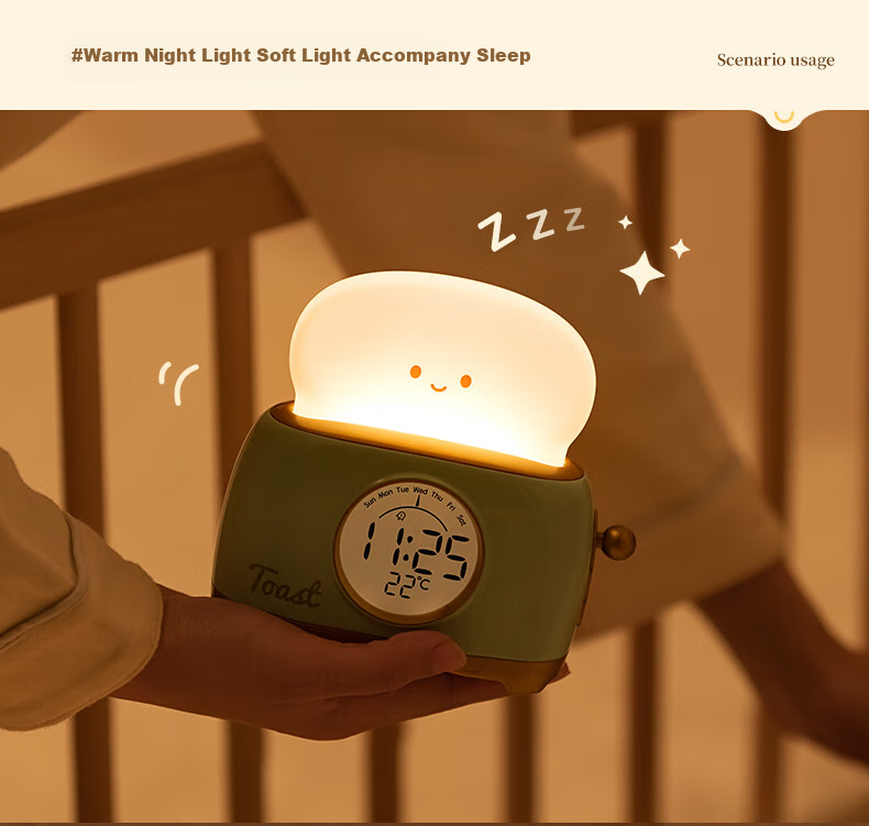 BANDIAN ORIGINality Retro Bread Maker Alarm Clock for Students, Desktop Learning Clock with Night Light, Countdown Timer, Multifunctional Bedside Sleep Light, Back-To Gift, Cream Yellow 12
