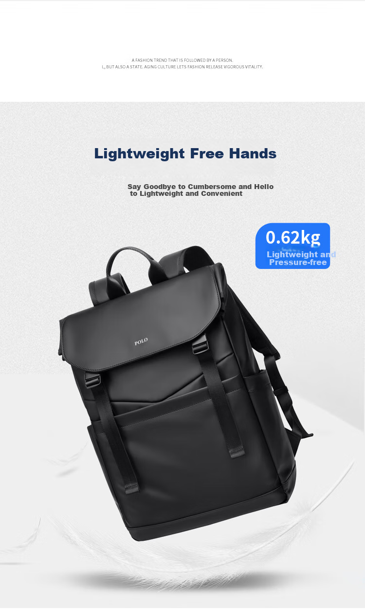 POLO Backpack for Men, Lightweight Travel Bag with Flip Cover, 16/17.3-Inch Laptop Bag, Business Trip Bag 12